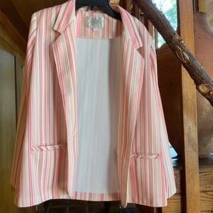 Vintage Pink Striped Summer Blazer